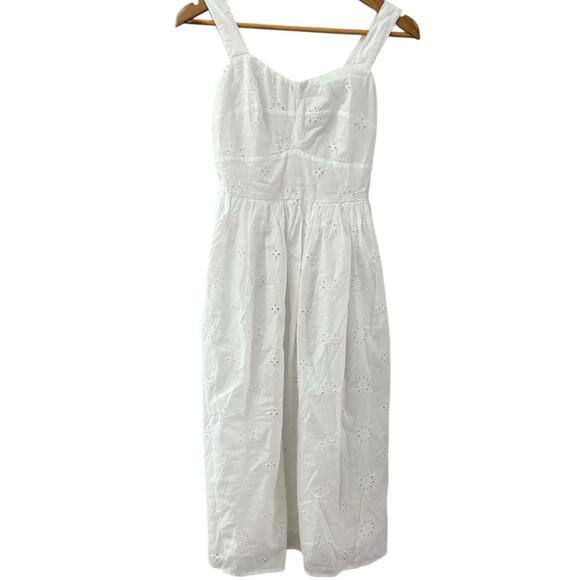 J.Crew Preppy Eyelet Midi Dress in‎ Bright White Pockets Size 00 - Picture 9 of 12